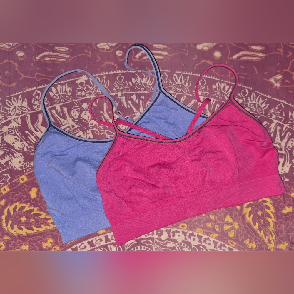 (Bundle of 2) Coobies Women's Sports/ Comfort Bras ~ One Size ~ Pink/ Purple